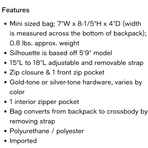 Steve Madden Jacki Mini Convertible Backpack Crossbody - Picture 2 of 14